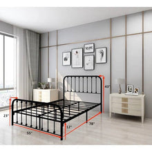 Load image into Gallery viewer, Full size Classic Black Metal Bed Frame with Slatted Headboard and Footboard
