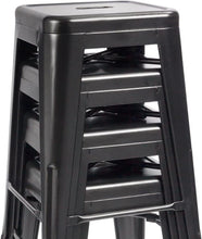 Load image into Gallery viewer, Set of 4 - 24-in. Indoor/Outdoor Backless Stacking Black Metal Barstools