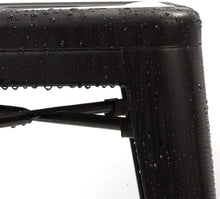 Load image into Gallery viewer, Set of 4 - 24-in. Indoor/Outdoor Backless Stacking Black Metal Barstools