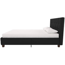 Load image into Gallery viewer, Full size Black Padded Linen Upholstered Platform Bed with Headboard