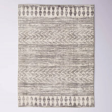 Load image into Gallery viewer, 5-ft. x 7-ft. Grey Ivory Chevron Stripe Geometric Boho Style Area Rug