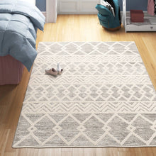 Load image into Gallery viewer, 5-ft. x 7.5-ft. Hand Woven Wool Blend Grey Beige Ivory Persian Style Area Rug
