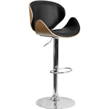 Load image into Gallery viewer, Modern Adjustable Height Barstool with Curved Black Vinyl Seat &amp; Back