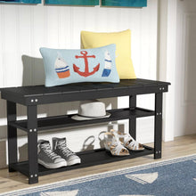Load image into Gallery viewer, Black Wooden 2-Shelf Shoe Rack Storage Bench for Entryway or Closet