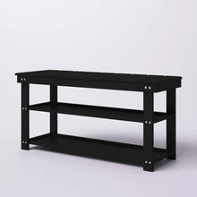 Load image into Gallery viewer, Black Wooden 2-Shelf Shoe Rack Storage Bench for Entryway or Closet