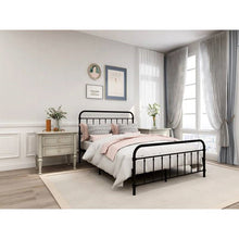 Load image into Gallery viewer, Full size Farmhouse Black Metal Bed Frame with Rounded Headboard Footboard