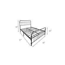Load image into Gallery viewer, Full size Farmhouse Black Metal Bed Frame with Rounded Headboard Footboard