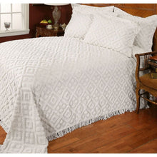 Load image into Gallery viewer, Full size Beige Chenille Cotton Bedspread with Fringe Edges