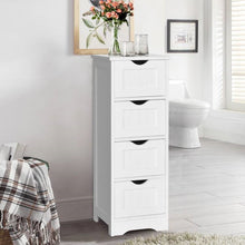 Load image into Gallery viewer, Modern Farmhouse 4-Drawer Bathroom Linen Floor Cabinet in White Wood Finish