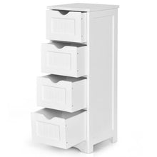 Load image into Gallery viewer, Modern Farmhouse 4-Drawer Bathroom Linen Floor Cabinet in White Wood Finish