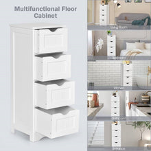 Load image into Gallery viewer, Modern Farmhouse 4-Drawer Bathroom Linen Floor Cabinet in White Wood Finish