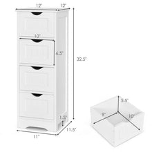 Load image into Gallery viewer, Modern Farmhouse 4-Drawer Bathroom Linen Floor Cabinet in White Wood Finish
