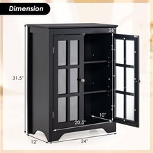 Load image into Gallery viewer, Black Bathroom Storage Linen Cabinet with Adjustable Shelves and Glass Doors