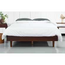 Load image into Gallery viewer, Full size Mid-Century Modern Platform Bed Frame in Dark Brown Wood Finish