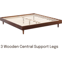 Load image into Gallery viewer, Full size Mid-Century Modern Platform Bed Frame in Dark Brown Wood Finish