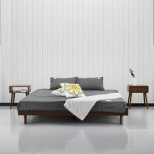 Load image into Gallery viewer, Full size Mid-Century Modern Platform Bed Frame in Dark Brown Wood Finish