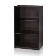 Load image into Gallery viewer, Modern 3-Shelf Bookcase in Espresso Wood Finish