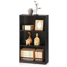 Load image into Gallery viewer, Modern 3-Shelf Bookcase in Espresso Wood Finish