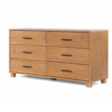 Load image into Gallery viewer, Modern Farmhouse Solid Wood 6 Drawer Double Dresser in Light Brown Finish