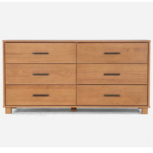 Load image into Gallery viewer, Modern Farmhouse Solid Wood 6 Drawer Double Dresser in Light Brown Finish