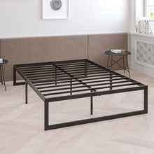 Load image into Gallery viewer, King Size 14 Inch Black Metal Steel Slat Platform Bed