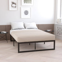 Load image into Gallery viewer, King Size 14 Inch Black Metal Steel Slat Platform Bed