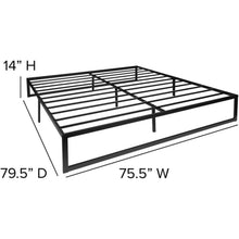 Load image into Gallery viewer, King Size 14 Inch Black Metal Steel Slat Platform Bed