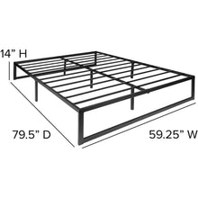 Load image into Gallery viewer, Queen Size 14 Inch High Heavy Duty Black Metal Platform Bed Frame