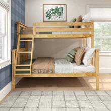 Load image into Gallery viewer, Twin over Full size Solid Wooden Bunk Bed in Natural Pine Wood Finish