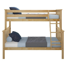 Load image into Gallery viewer, Twin over Full size Solid Wooden Bunk Bed in Natural Pine Wood Finish