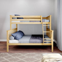 Load image into Gallery viewer, Twin over Full size Solid Wooden Bunk Bed in Natural Pine Wood Finish