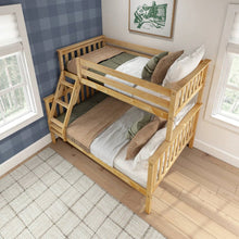 Load image into Gallery viewer, Twin over Full size Solid Wooden Bunk Bed in Natural Pine Wood Finish