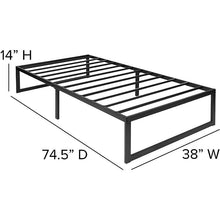 Load image into Gallery viewer, Twin Size 14 Inch Black Metal Steel Slat Platform Bed