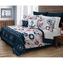 Load image into Gallery viewer, Full/Queen Modern Coastal Anchor Polyester Reversible Quilt Set