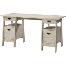 Load image into Gallery viewer, FarmHouse Chalky Oak Executive Desk w/ Filing Cabinets Storage