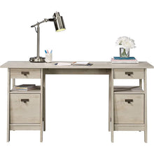 Load image into Gallery viewer, FarmHouse Chalky Oak Executive Desk w/ Filing Cabinets Storage