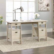Load image into Gallery viewer, FarmHouse Chalky Oak Executive Desk w/ Filing Cabinets Storage