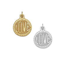 Load image into Gallery viewer, Gold Love Word On Round Coin Charm, Sku#FH203