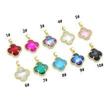 Load image into Gallery viewer, Colorful Cyrstal Gold Flower Charm Pendant,Sku#FH245