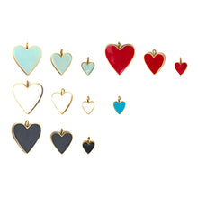 Load image into Gallery viewer, Black White Red Blue Enamel Heart Pendant, Sku#FH30
