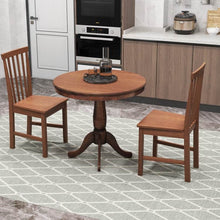 Load image into Gallery viewer, 3-Piece Traditional Round Dining Table and 2 Chairs Set in Walnut Wood Finish