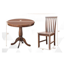 Load image into Gallery viewer, 3-Piece Traditional Round Dining Table and 2 Chairs Set in Walnut Wood Finish