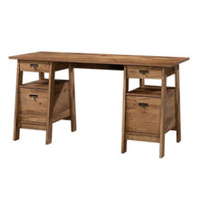 Load image into Gallery viewer, FarmHouse Rustic Oak Executive Desk w/ Filing Cabinets Storage