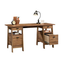 Load image into Gallery viewer, FarmHouse Rustic Oak Executive Desk w/ Filing Cabinets Storage