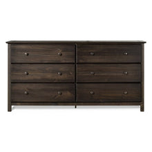 Load image into Gallery viewer, Farmhouse Solid Pine Wood 6 Drawer Dresser in Espresso Finish