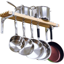 Load image into Gallery viewer, FarmHome Wooden Wall Mounted 6 Hooks Pot Rack