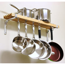 Load image into Gallery viewer, FarmHome Wooden Wall Mounted 6 Hooks Pot Rack