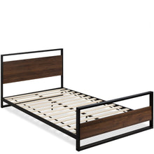 Load image into Gallery viewer, Queen size Farmhouse Metal Wood Platform Bed Frame with Headboard Footboard