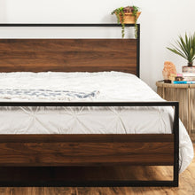 Load image into Gallery viewer, Queen size Farmhouse Metal Wood Platform Bed Frame with Headboard Footboard