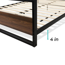 Load image into Gallery viewer, Queen size Farmhouse Metal Wood Platform Bed Frame with Headboard Footboard